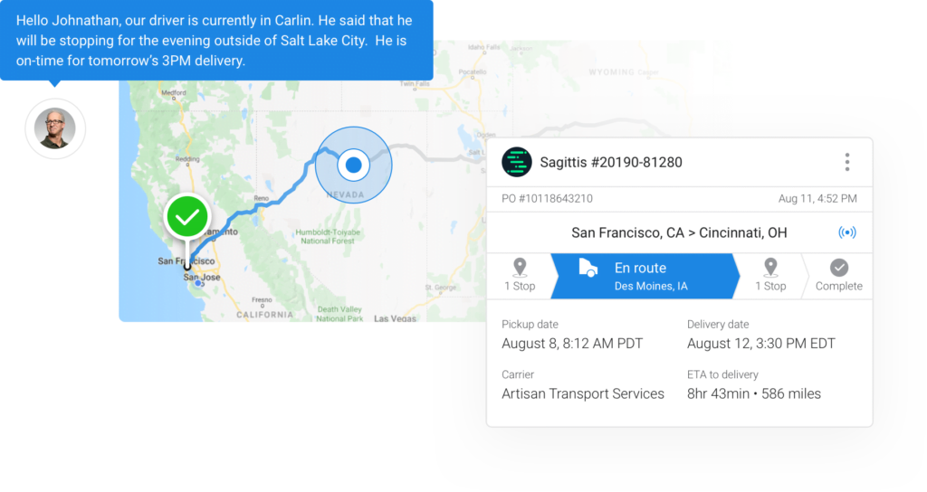 delivery map and status